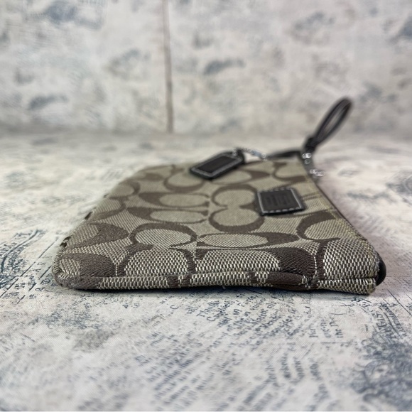 Coach Signature Logo Mini Wristlet in Brown Canvas and Leather - Picture 4 of 9
